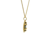 Gold necklace with oval stone pendant and balls