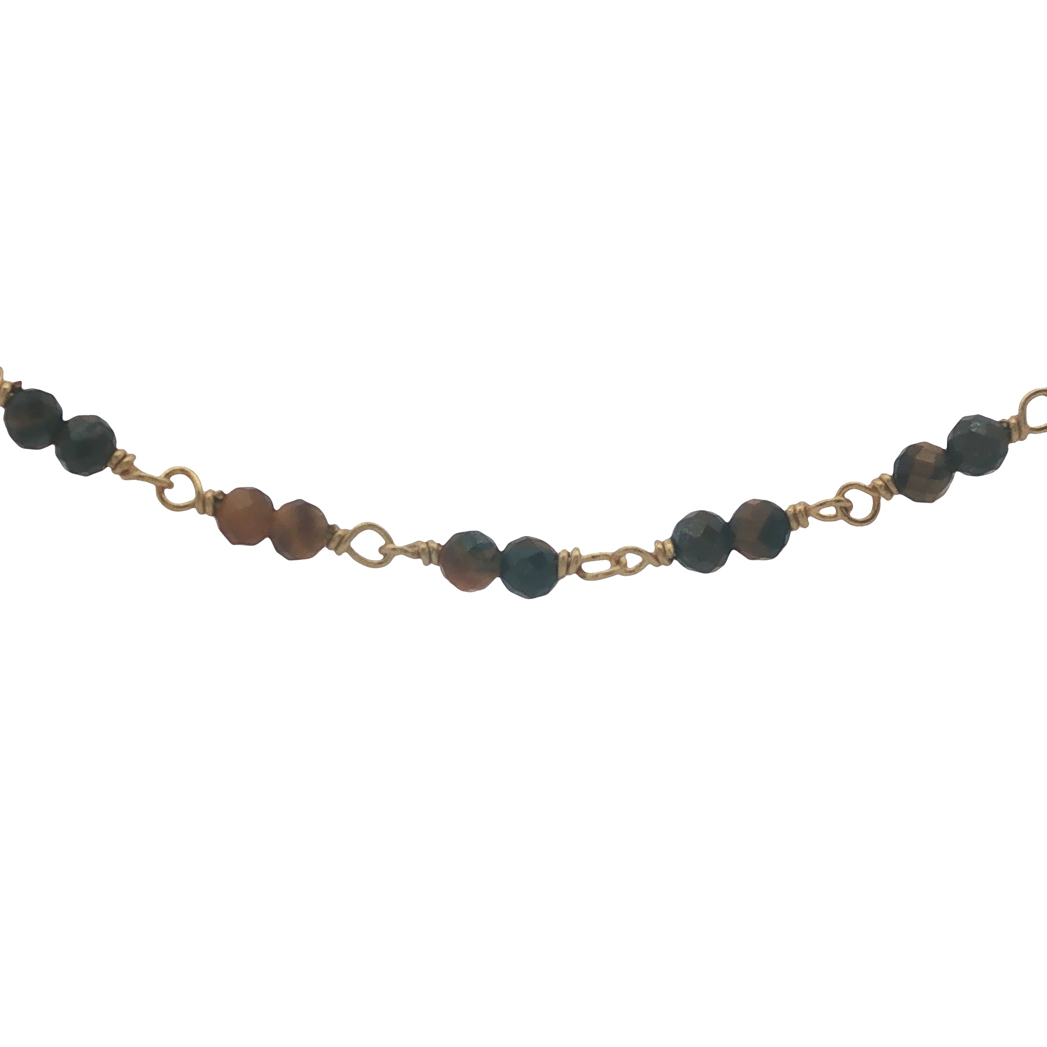 Collier doré avec duo oeil de tigre 50 cm