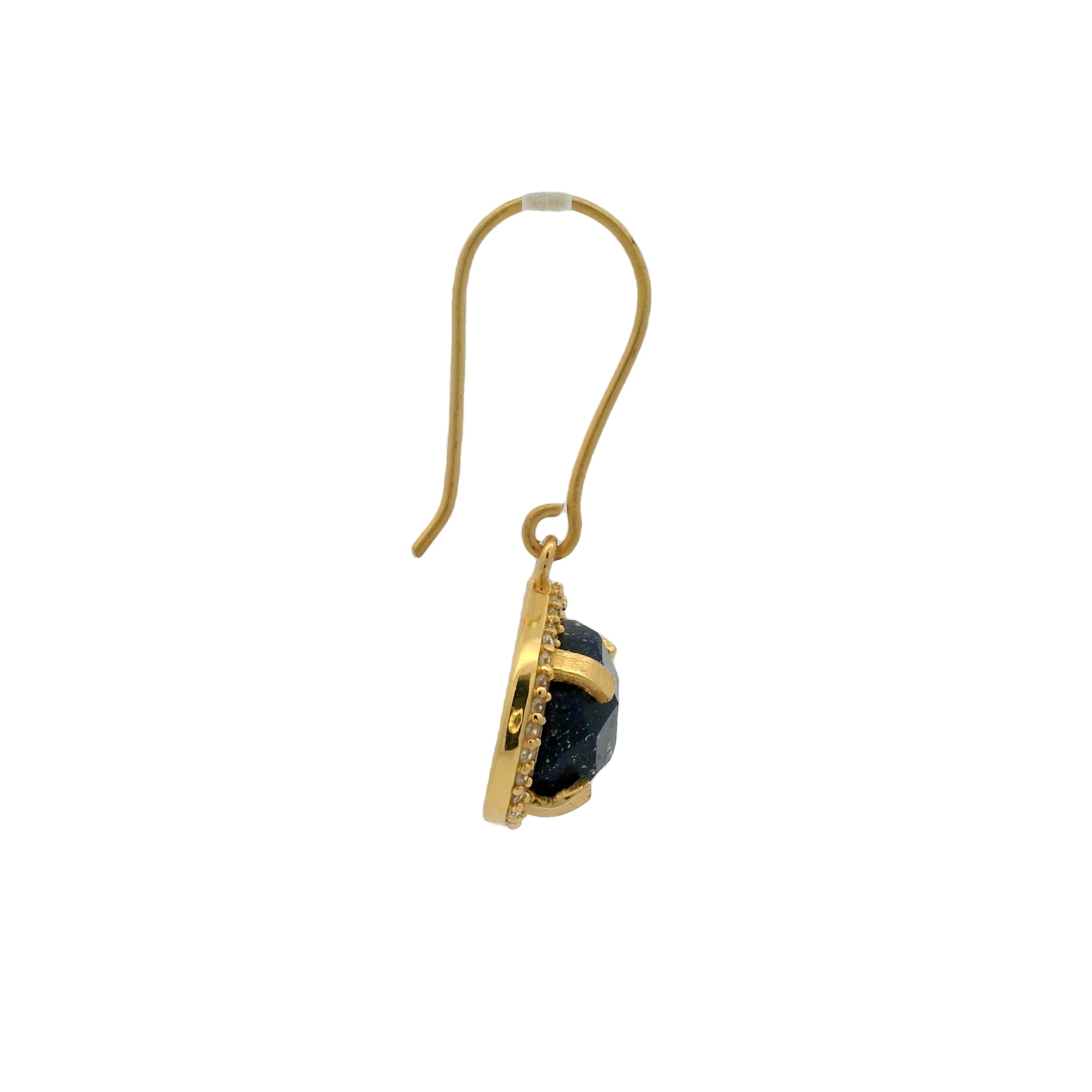 Boucles d'oreilles dorées pendantes lapis lazulis et zircons