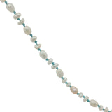 Collier doré petites perles de culture et fil turquoise 42 cm