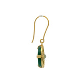 Gold earrings with stone eye medal and zircons