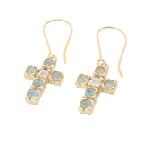 Boucles d'oreilles dorées croix avec pierres