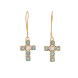Boucles d'oreilles dorées croix avec pierres
