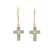 Boucles d'oreilles dorées croix avec pierres