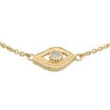 TEXTURED GOLDEN EYE BRACELET WITH STONES