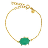 Golden bracelet with oval stone and zircons