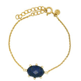 Bracelet doré lapis lazuli ovale et zircons blancs