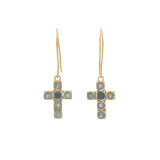 Boucles d'oreilles dorées croix avec pierres