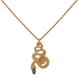 Collier doré serpent texturé labradorite 60 cm
