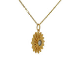Collier doré médaille marguerite et labradorite 42 cm