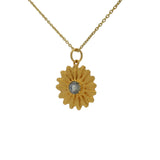 Collier doré médaille marguerite et labradorite 42 cm