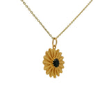 Gold necklace with sun and stone medal