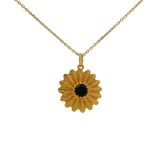 Gold necklace with sun and stone medal