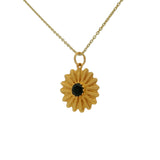 Gold necklace with sun and stone medal