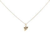 Gold shark tooth and stone necklace