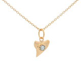 Gold shark tooth and stone necklace