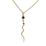 Collier doré serpent fin et lapis lazulis 42 cm