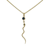 Collier doré serpent fin et lapis lazulis 42 cm