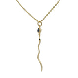 Collier doré serpent fin et lapis lazulis 42 cm
