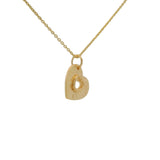 Collier doré et pendentif coeur texturé 42 cm