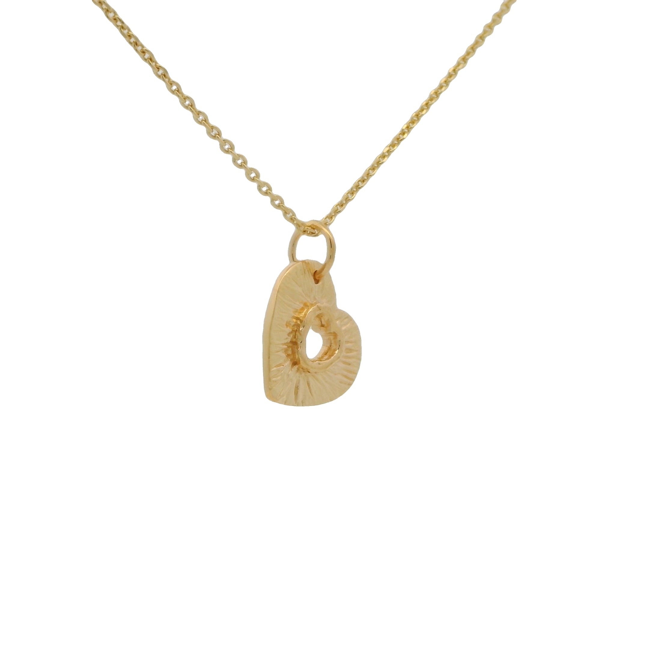 Collier doré et pendentif coeur texturé 42 cm