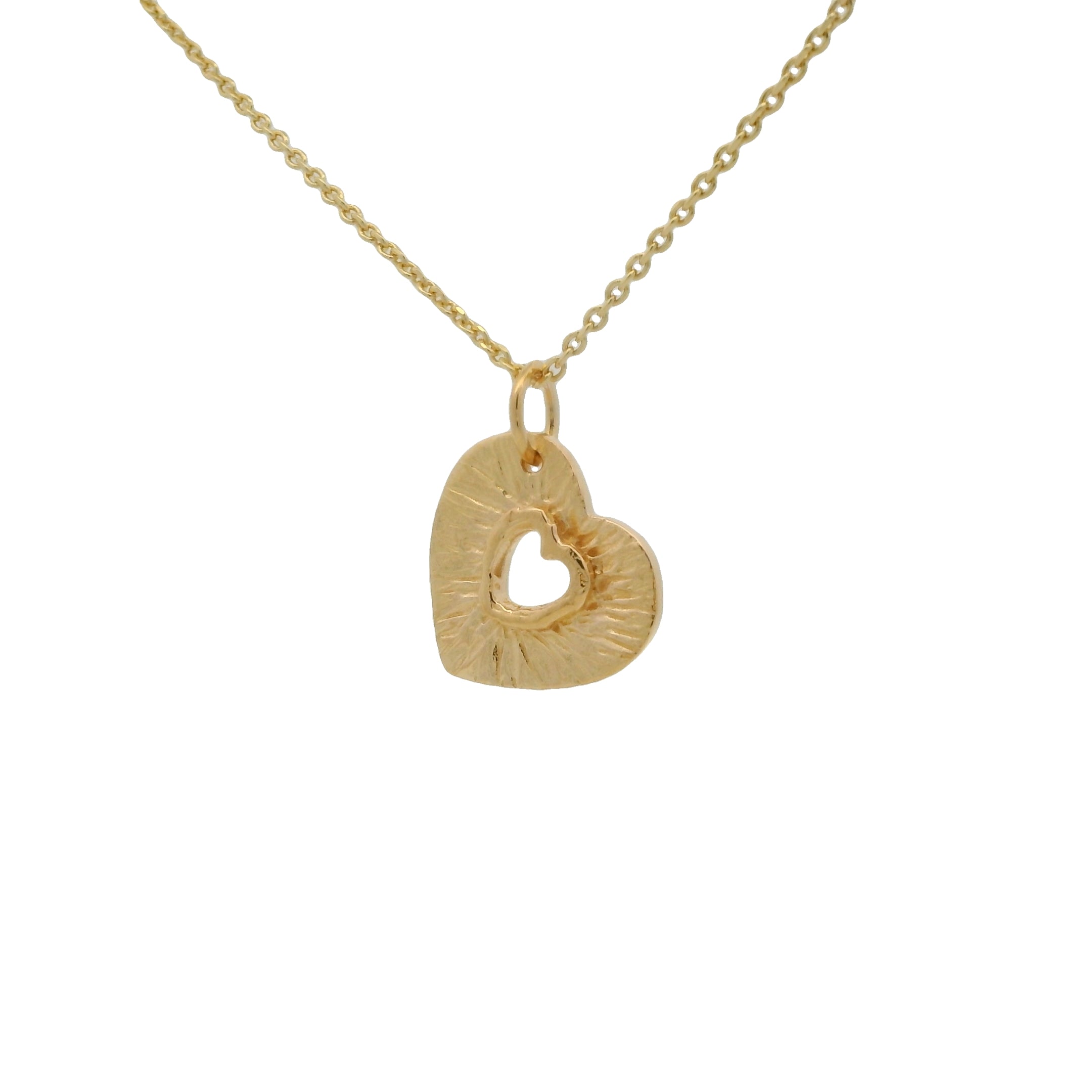 Collier doré et pendentif coeur texturé 42 cm