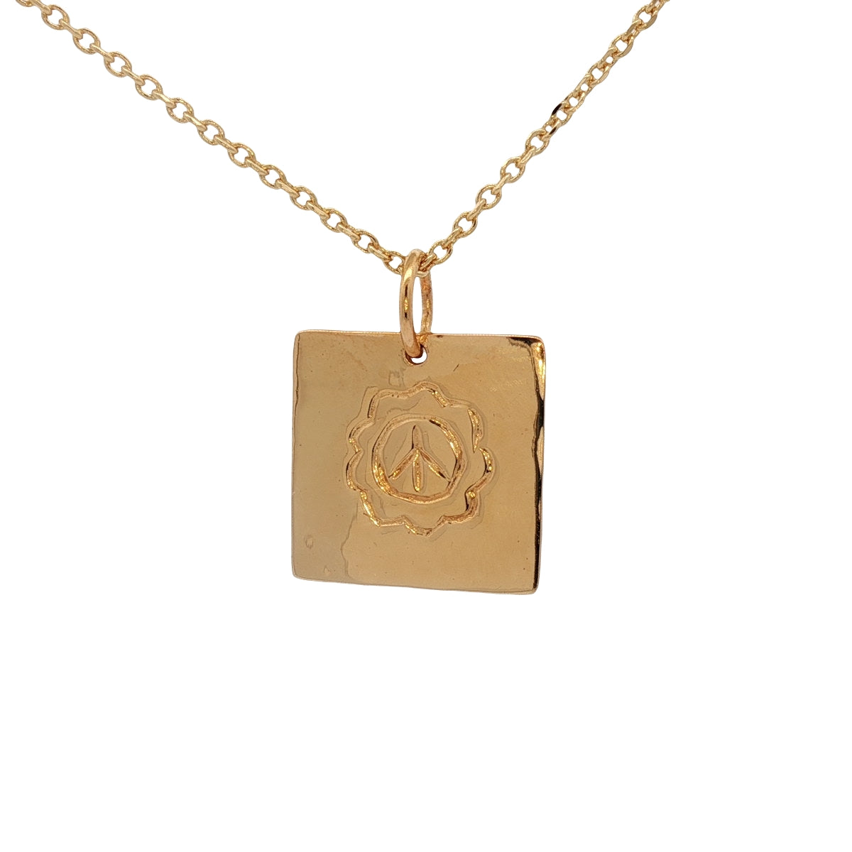 Collier doré plaque "Peace, Salaam, Shalom" 42 cm