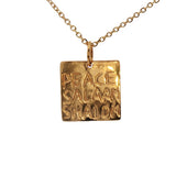 Golden peace pendant necklace "Peace, Salaam, Shalom"