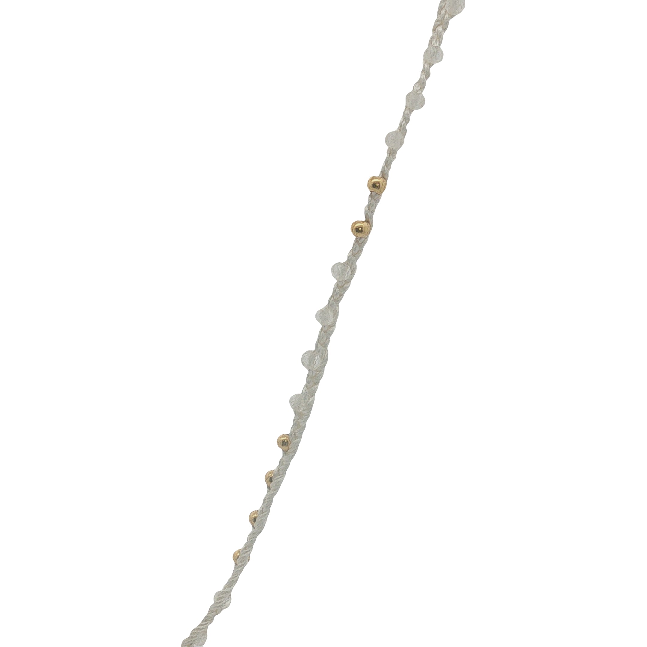 Collier doré cordon blanc pierre de lune et perles dorées 60 cm