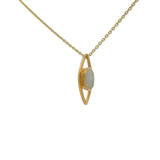 Gold necklace with hammered eye and stone pendant
