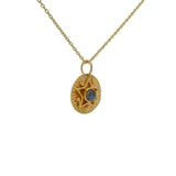 Gold necklace with star and stone medal