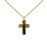 Gold necklace with cross pendant and round stone