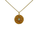 Gold necklace and round stone Star of David medal