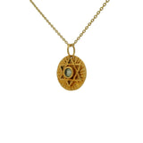 Gold necklace and round stone Star of David medal