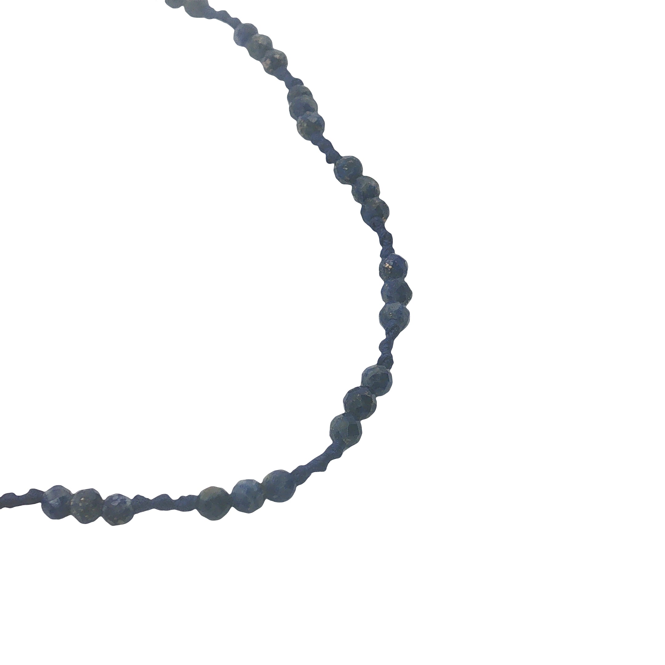 Collier doré cordon bleu marine avec lapis lazuli 60 cm