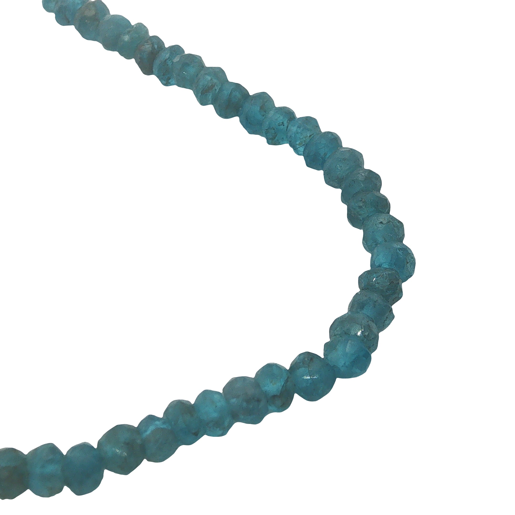 Collier doré avec pierres facettées en apatite bleue 40 cm