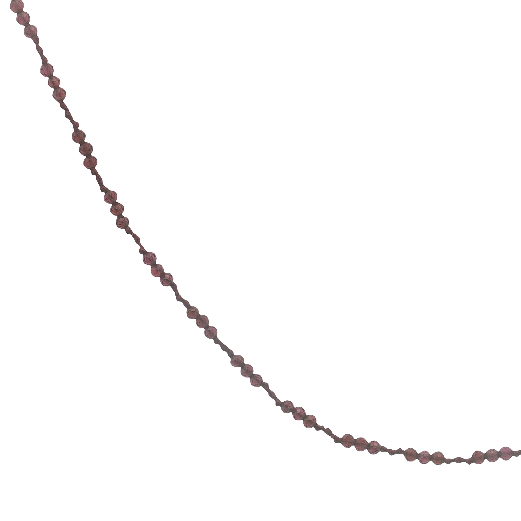 Collier doré cordon bordeaux avec grenat 60 cm
