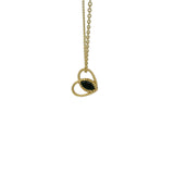 Gold necklace with hollow heart pendant and heart