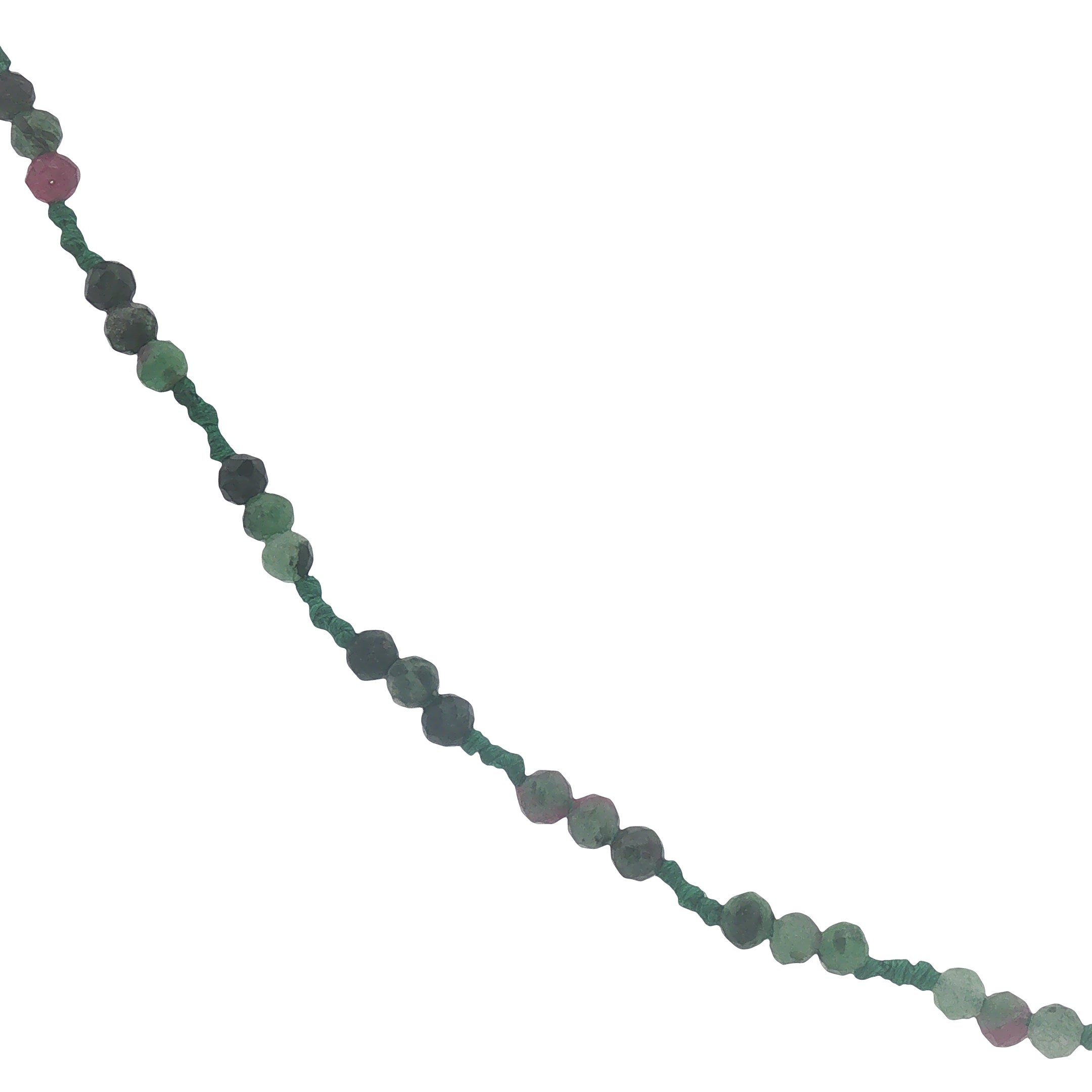 Collier doré cordon vert avec rubis zoisite 60 cm