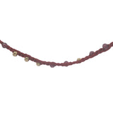 Collier doré cordon bordeaux grenat et perles dorées 60 cm