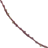 Collier doré cordon bordeaux grenat et perles dorées 60 cm