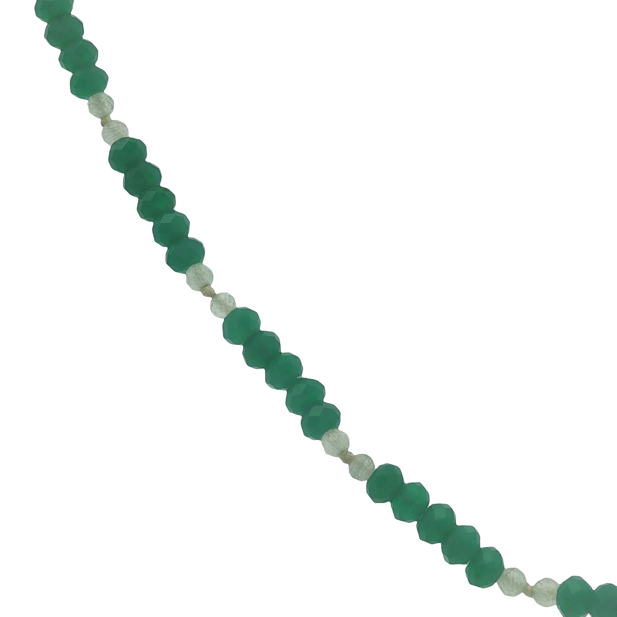 Collier doré avec alternance d'onyx verte et de prehnite 42 cm