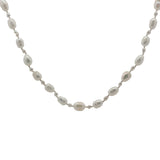 Collier doré alternance petites et grandes perles de culture avec noeuds blancs 50 cm
