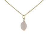 Collier doré avec pendentif oval en quartz rose lisse 42cm