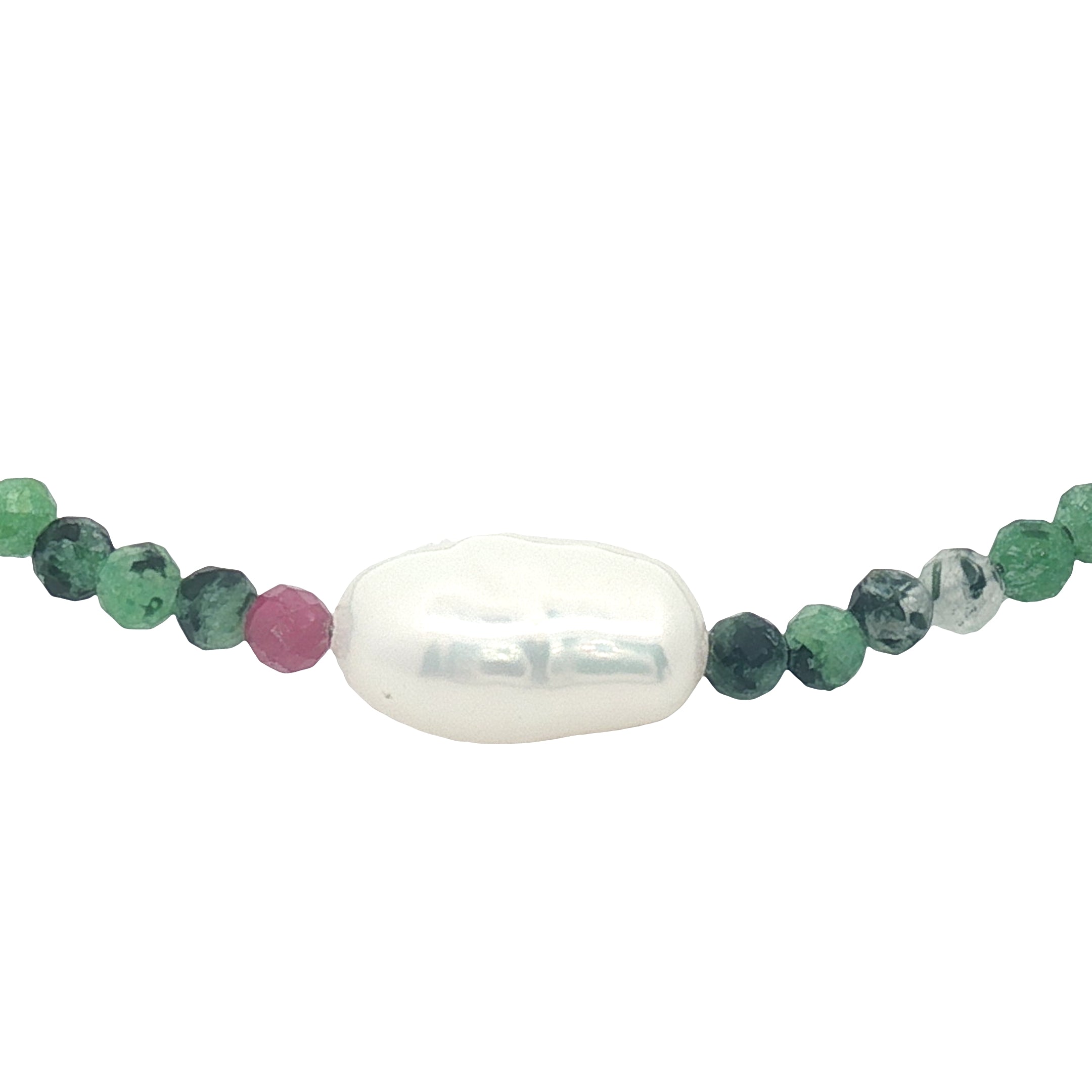 Bracelet doré rubis zoisite et perle de culture