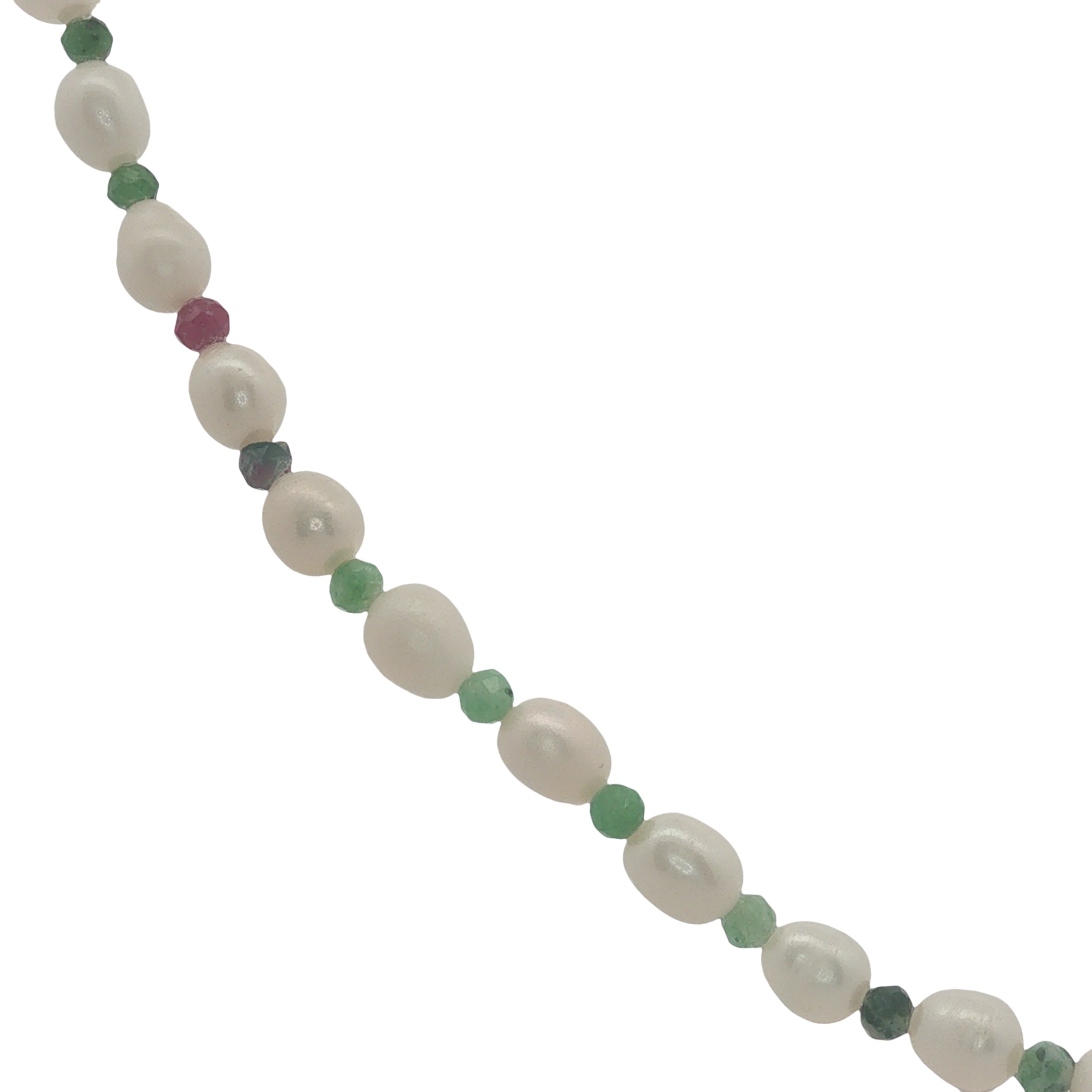 Collier doré perles de culture et rubis zoisite 42 cm