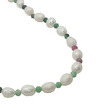 Collier doré perles de culture et rubis zoisite 42 cm