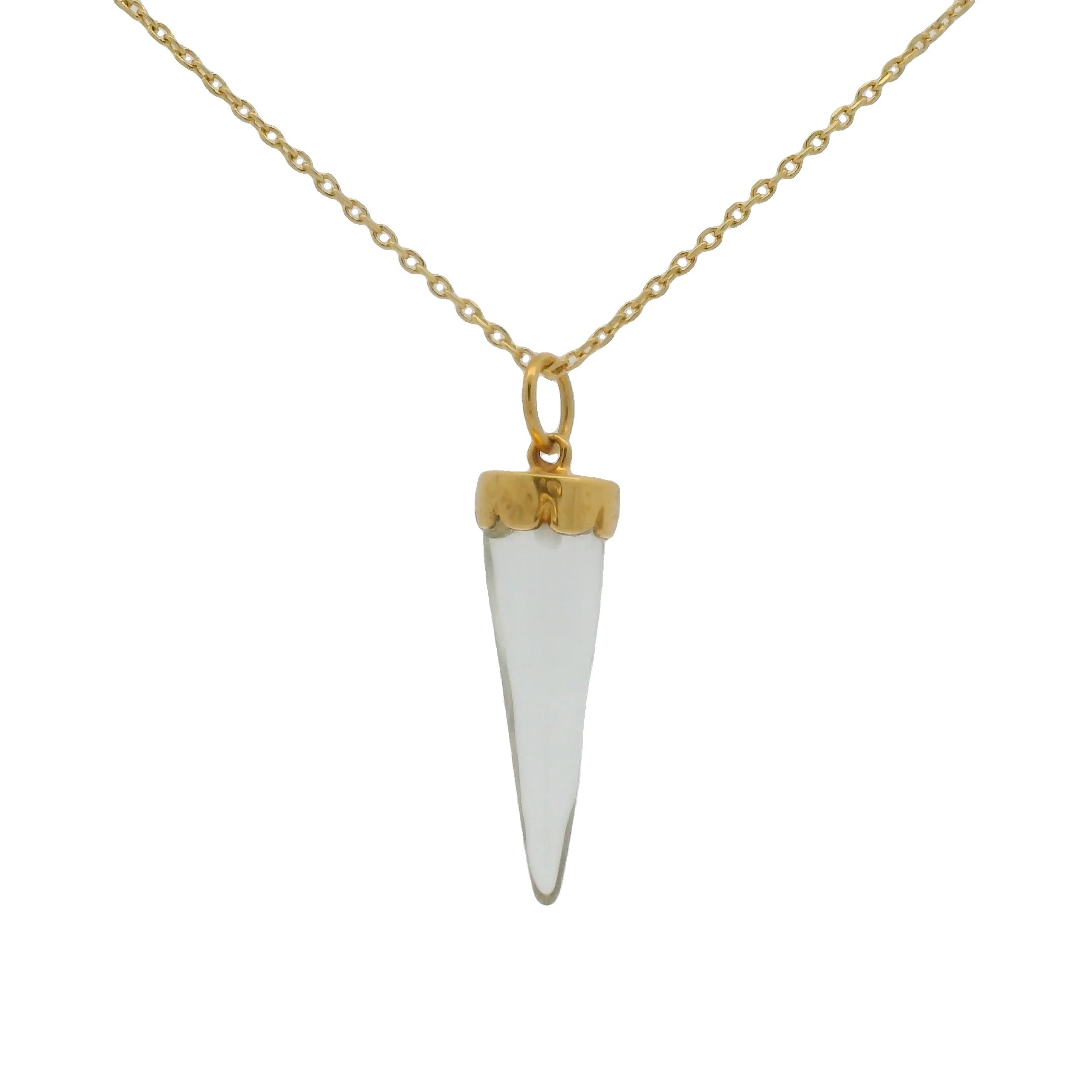 Collier doré corne en cristal 42 cm