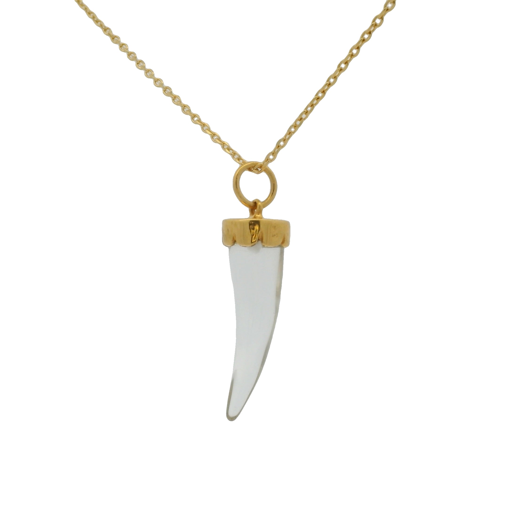 Collier doré corne en cristal 42 cm