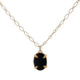 Collier doré médaillon onyx noire 50 cm